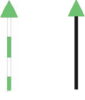 Bild 6 - Stange mit Toppzeichen (grüner Kegel, Spitze oben) in der Regel als Radarreflektor