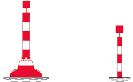 Bild 8 - Spierentonne (auch Leuchttonne), Schwimmstange; Toppzeichen: roter Zylinder