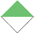 Kennzeichnung der Lage der Fahrrinne in Bezug auf die Ufer bei Tag: Linkes Ufer (auf der Spitze stehende quadratische Tafeln, deren obere Hälfte grün und deren untere Hälfte weiß ist)