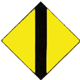 Kennzeichnung der Lage der Fahrrinne in Bezug auf die Ufer bei Tag: Rechtes Ufer (gelbe, auf der Spitze stehende quadratische Tafeln mit einem schwarzen senkrechten Mittelstreifen)