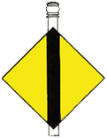 Kennzeichnung der Lage der Fahrrinne in Bezug auf die Ufer bei Tag: Rechtes Ufer - Rückseite (hintere Tafel)