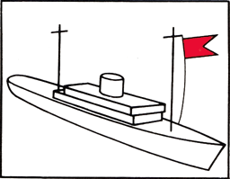 Am Tage: die Flagge B des Internationalen Signalbuches
