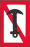 rechteckige weiße Tafel mit rotem Rand, rotem Schrägstrich und einem umgekehrten schwarzen Anker