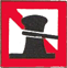 quadratische weiße Tafel mit rotem Rand, rotem Schrägstrich und schwarzem Poller, um den eine Trosse gelegt ist