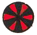 ein roter Kreis mit mehreren kleinen schwarzen Dreiecken mit den Spitzen zueinander