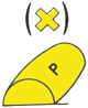 gelbe Fasstonne mit einem großen schwarzen Buchstaben P mit einem gelben liegenden Kreuz als Toppzeichen